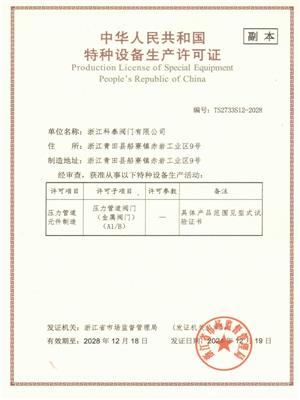Kote Special Equipment Production License